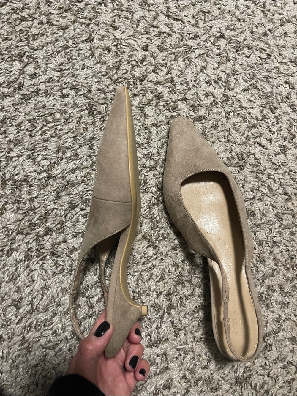 H&M Pointed Toe Slingback Flats in Taupe Suede